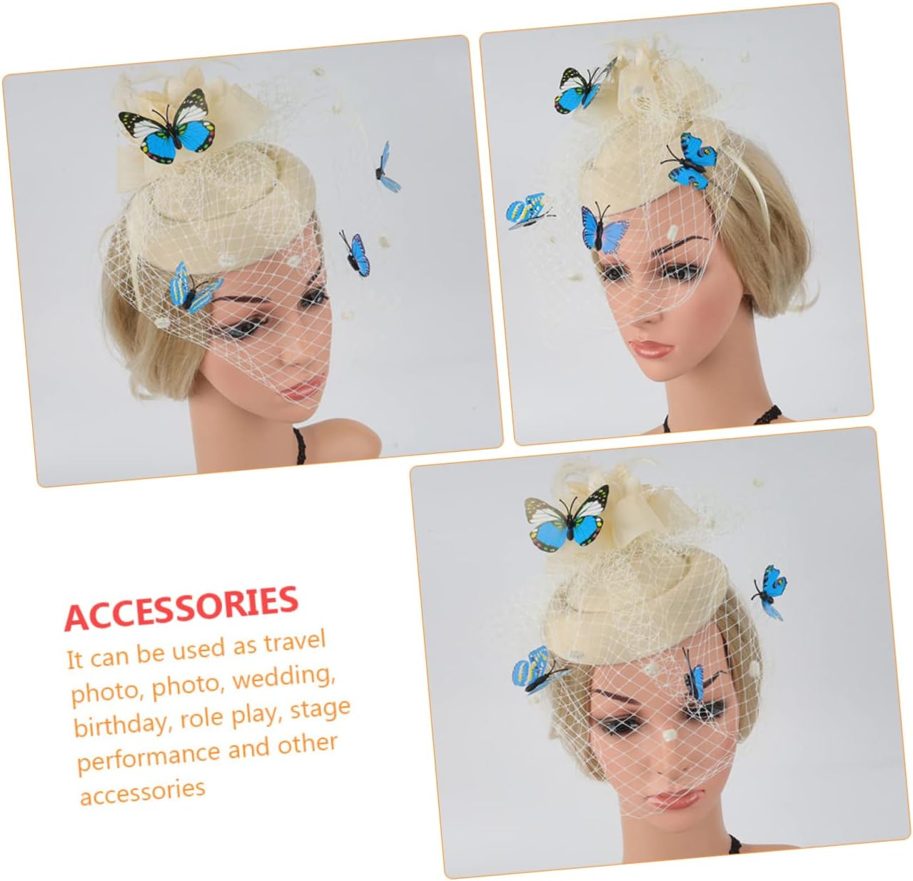 Healeved Stylish Mini Gauze Hat Hair Clasp Headband for Women Lightweight Hair Hoop Accessory for Wedding Party Stage Performance Eye Catching Design - Dark Green image number 4