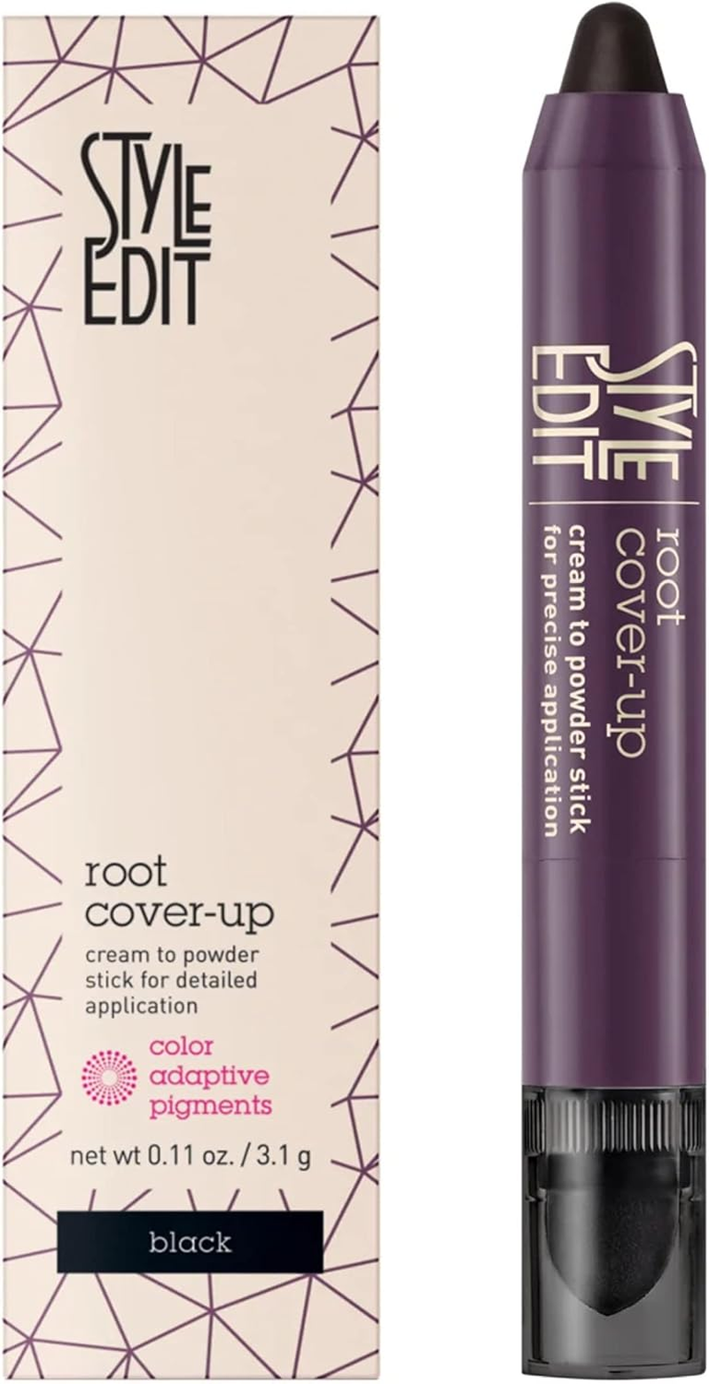Style Edit Root Touch up Stick for Black Hair, Root Concealer for Gray Hair Coverage, Temporary Hair Color, Premium Hair Shading Sponge Pen, Hair Makeup Root Cover Up, 0.11 Oz Stick