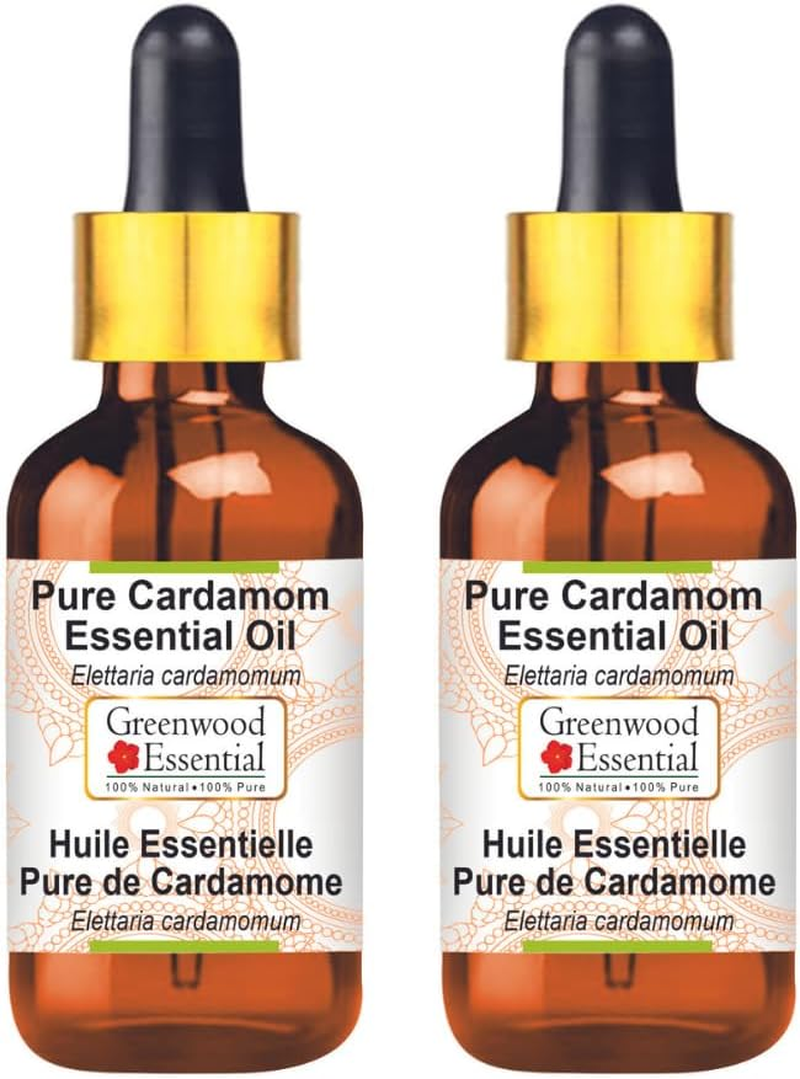 Greenwood Essential Pure Cardamom Essential Oil (Elettaria Cardamomum) with Glass Dropper Steam Distilled for Personal Care (Pack of Two) 100Ml X 2 (6.76Oz) image number 5
