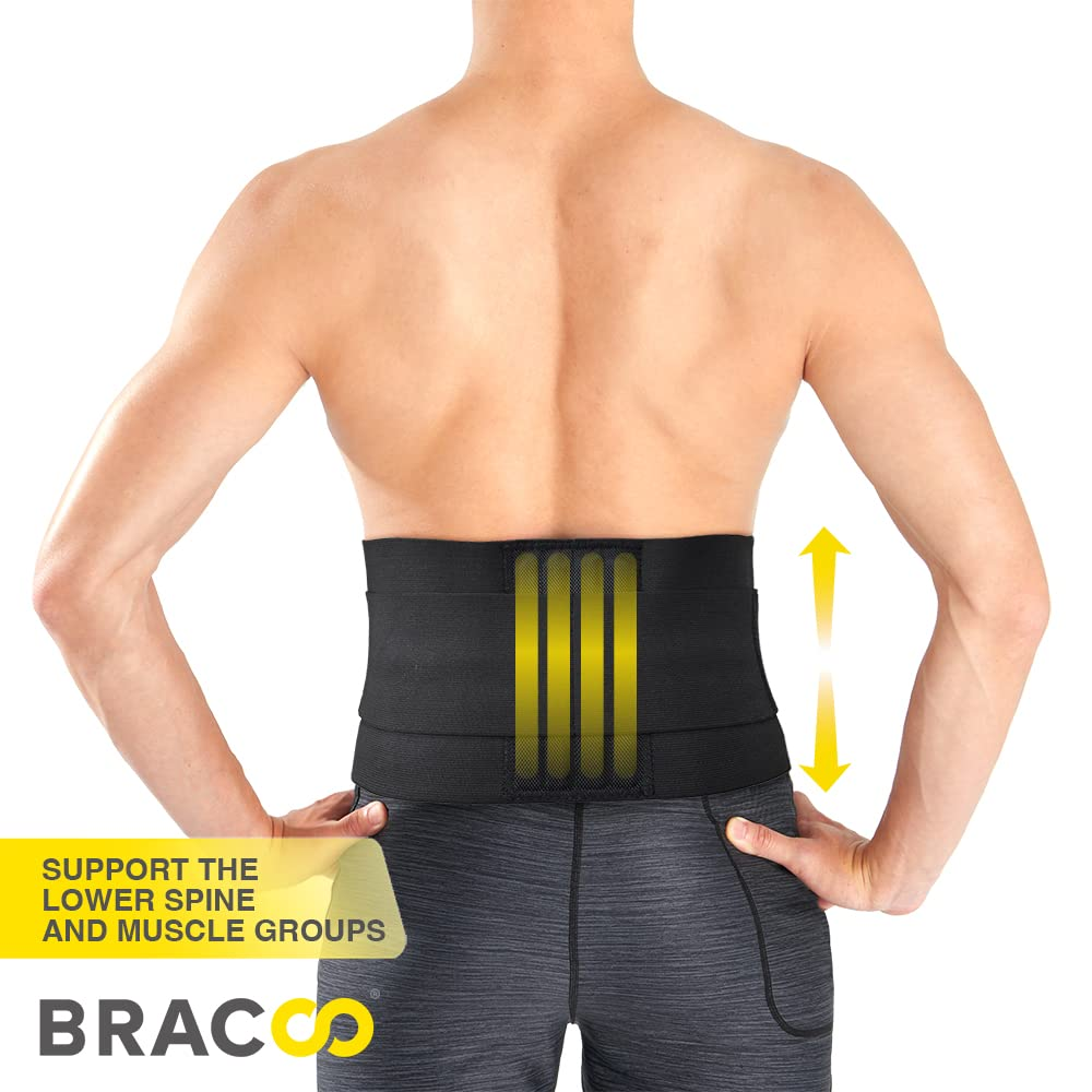Bracoo Back Brace, Lower Back Support Belt, Lumbar Support for Lower Back Pain Relief, Breathable Lumbar Brace with 4 Stays for Sciatica, Backache, Injury, Gym, Sport, Work, BS33 image number 5