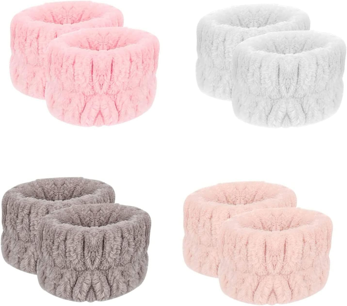 Yharnamite 4 Pairs Microfiber Wrist Wash Towel Bands, Face Wash Wristbands, Elastic Wristbands for Makeup, Yoga, Sports, Shower, Spa image number 1