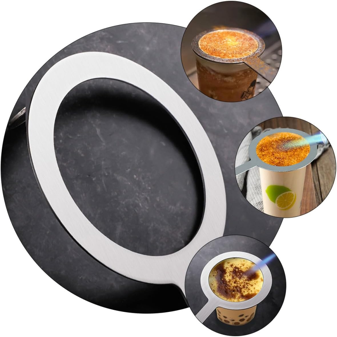 SHINEOFI Stainless Steel Milk Cup Rim Covers 98Mm Diameter Anti-Scald Baking Cup Rings with Handle for DIY Milk Tea and Coffee 4Pcs Set image number 5