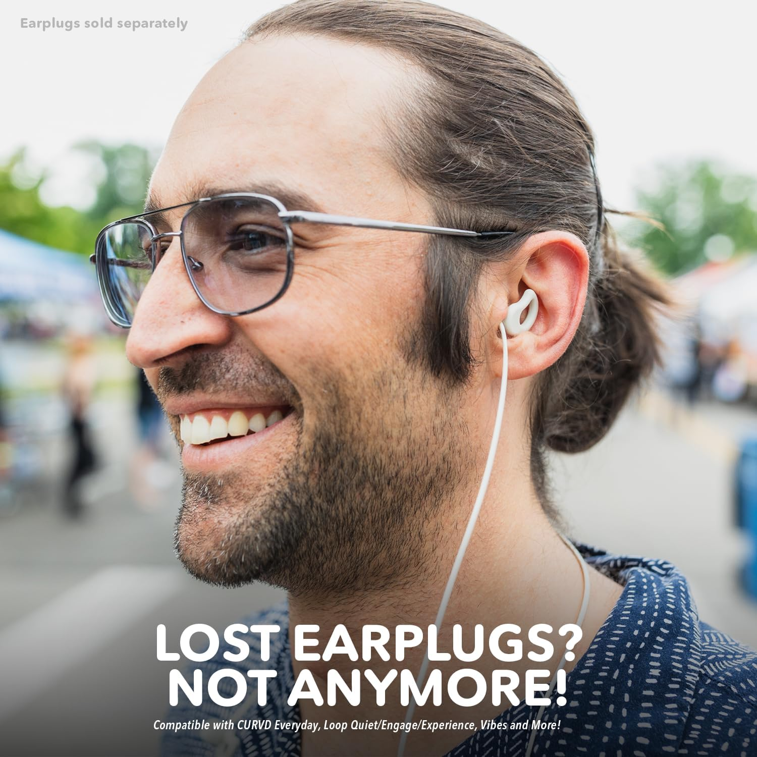 CURVD Earplug Lanyard, Soft Durable Flexible Silicone Cord Lanyards for Convenient Safe Hold of Earplugs, Earphones & Earbuds (Cloud) image number 3