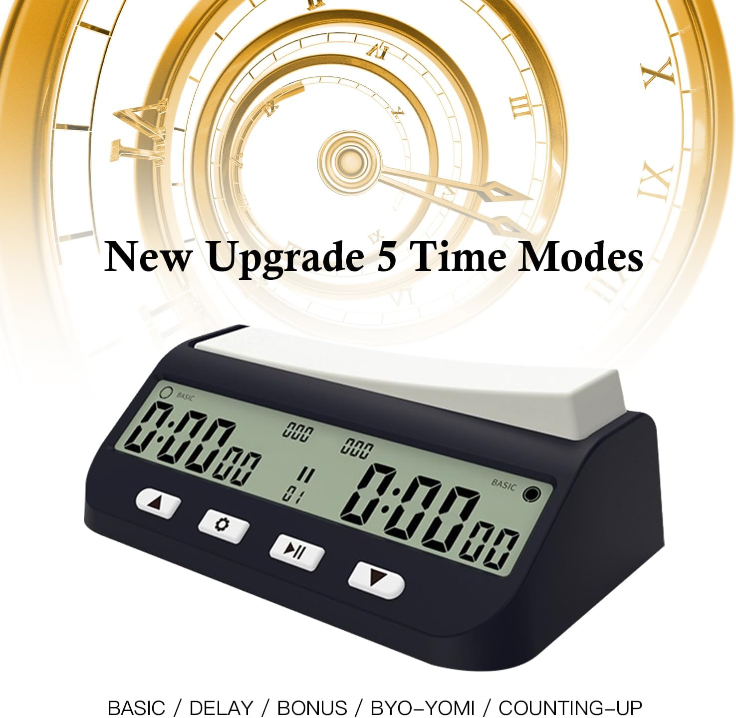 Necomi Digital Chess Timer, Portable Chess Clock Digital Chess Clock for 2-Player Game with Basic Bonus Delay Byo-Yomi & Positive Time Features 5-In-1, New Upgraded to Show Priority of Moves image number 6