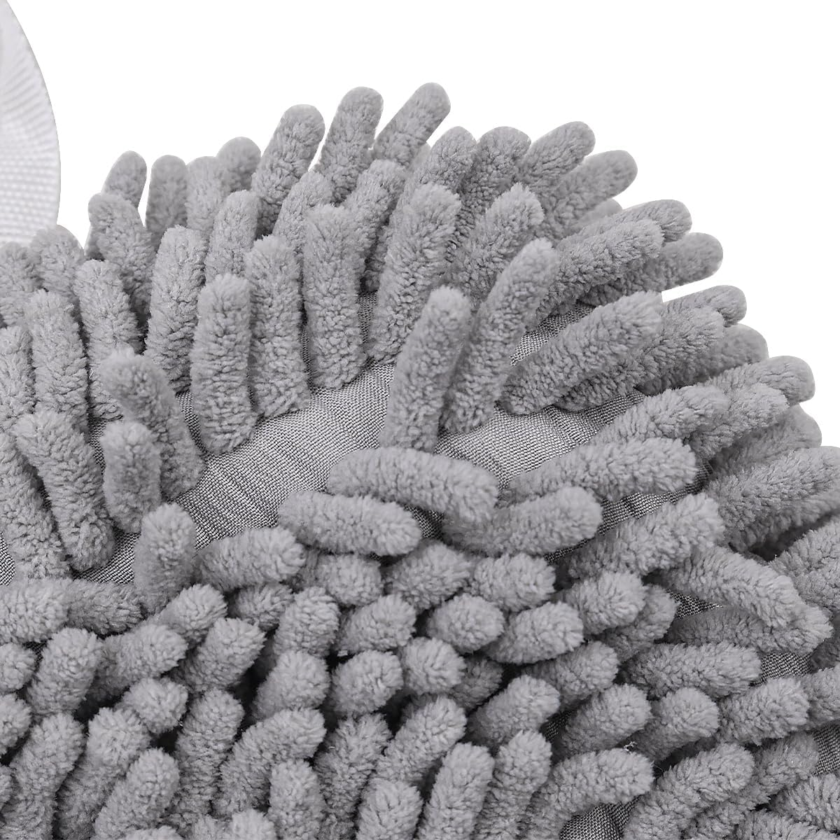 2 Pcs NUZAMAS Chenille Hand Towels Fuzzy Ball Towel White and Gray Fast Drying Handball Absorbent Soft Towel Hanging Towel for Kitchen Bathroom image number 2