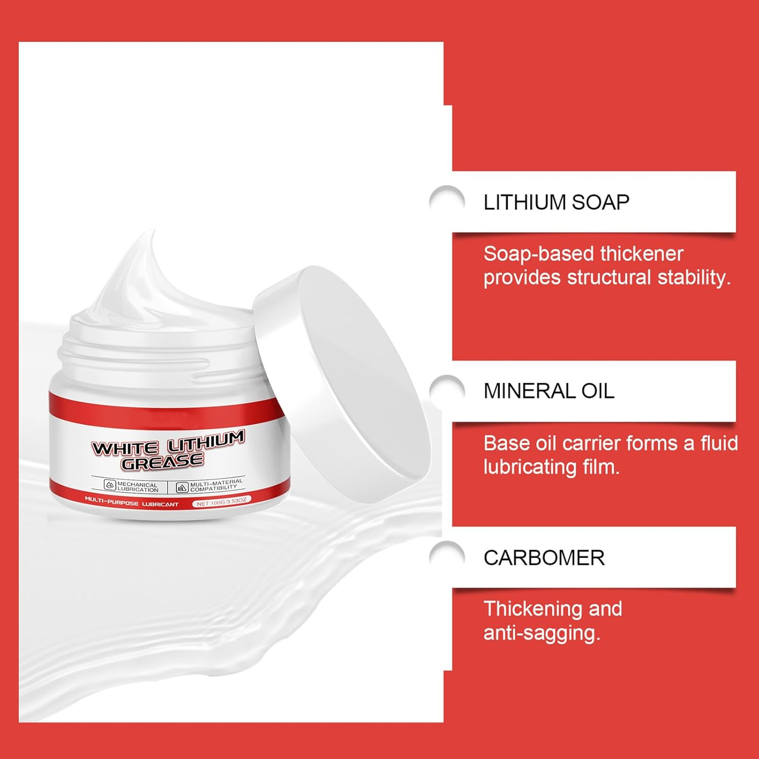 Silicone Grease for O Rings | Multi-Purpose Automotive Clear Lithium Grease - Long-Lasting Lube Waterproof Sealant for Garage Car Farm Gate Vehicle Factory Boat Equipment Marine Agricultural