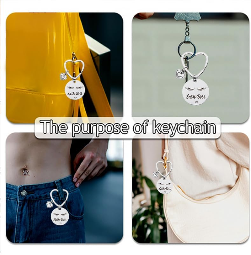 Lash Technician Gifts for Eyelash Tech Makeup Birthday Presents for Women Beautician Lash Boss Keychain for Women Eyelash Technician Lashes Artist Gifts for Esthetician Eyelashes Gift Makeup Bag Charm image number 4