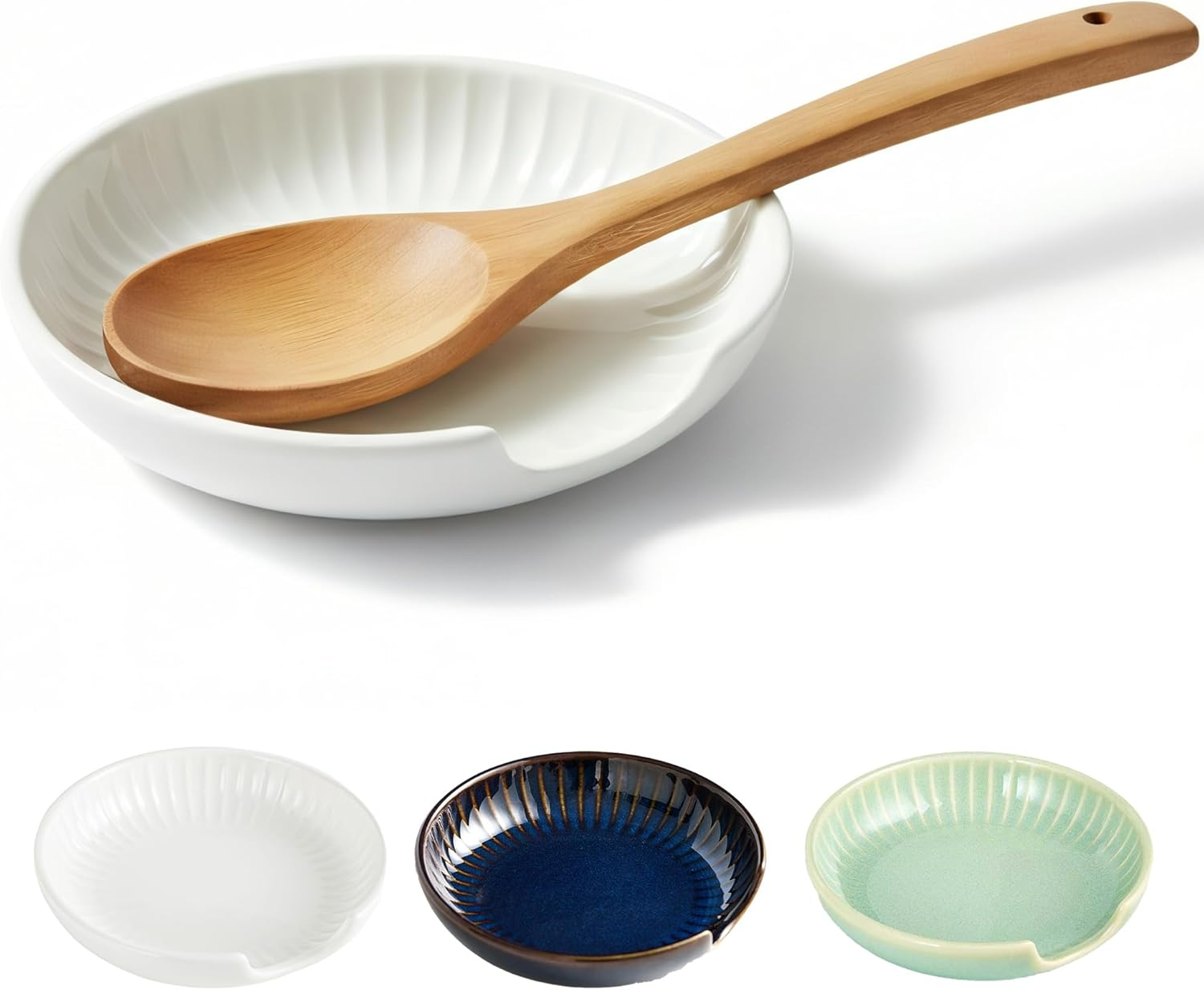 Ceramic Spoon Rest for Counter-12Cm Spoon Holder for Stove Top & Kitchen Bench,Heat Resistant,Modern White Kitchenware for Aussie Kitchen, Protects from Drips, Dishwasher Safe, 1 Pcs,(White)