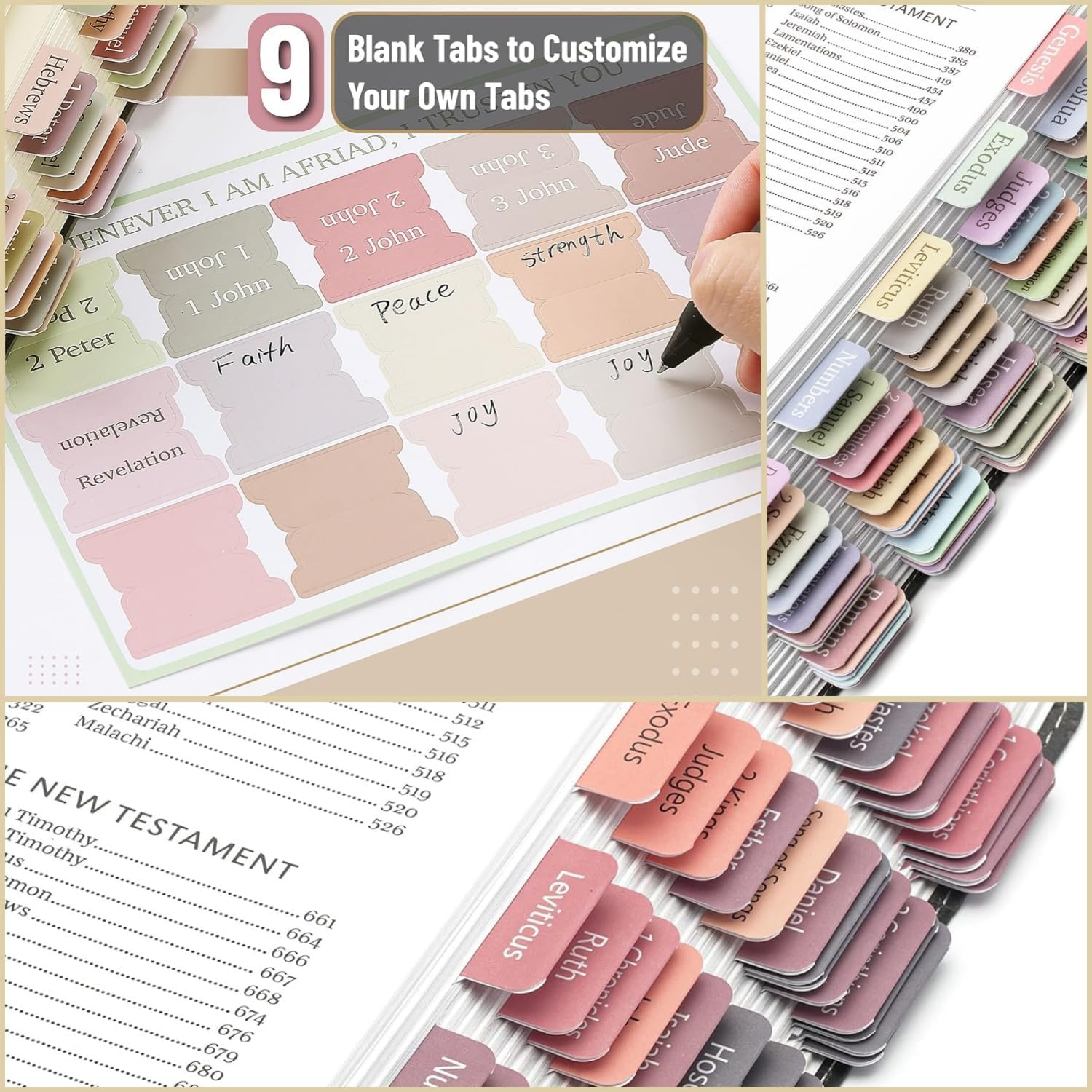 Bible Tabs for Women & Men, 75 Tabs, Laminated Bible Tabs for Study Bible, Large Print Neutral Bible Tabs for Easy Navigation, Boho Theme, Bible Index Tabs Bible Tabs, Boho Theme (C)