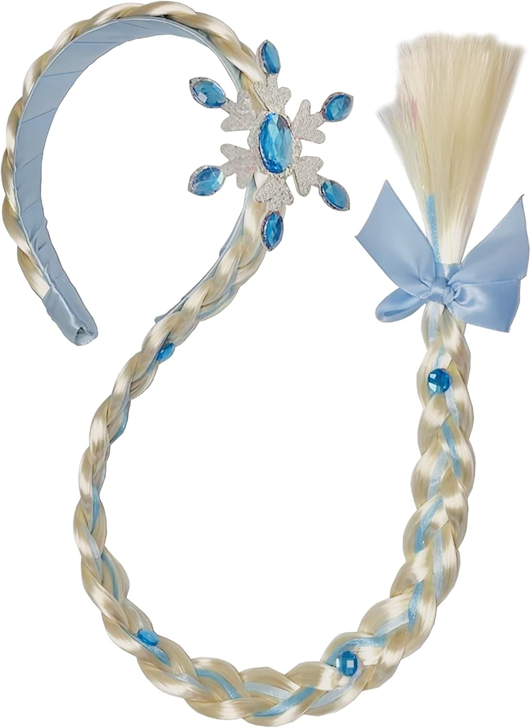 Tatibana Princess Dress up Wigs, Princess Rapunzel Long Braided Wig Headbands with Tiara Flowers Adorn for Girls Costume Accessories, 29 Inch