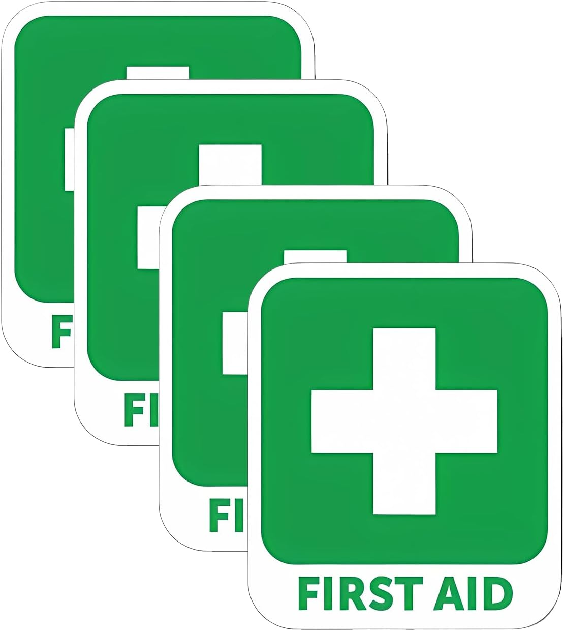 First Aid Sticker Vinyl Decal Safety Emergency EMT Self-Adhesive Shell and Stick Vinyl Stickers 4Pack (Red)