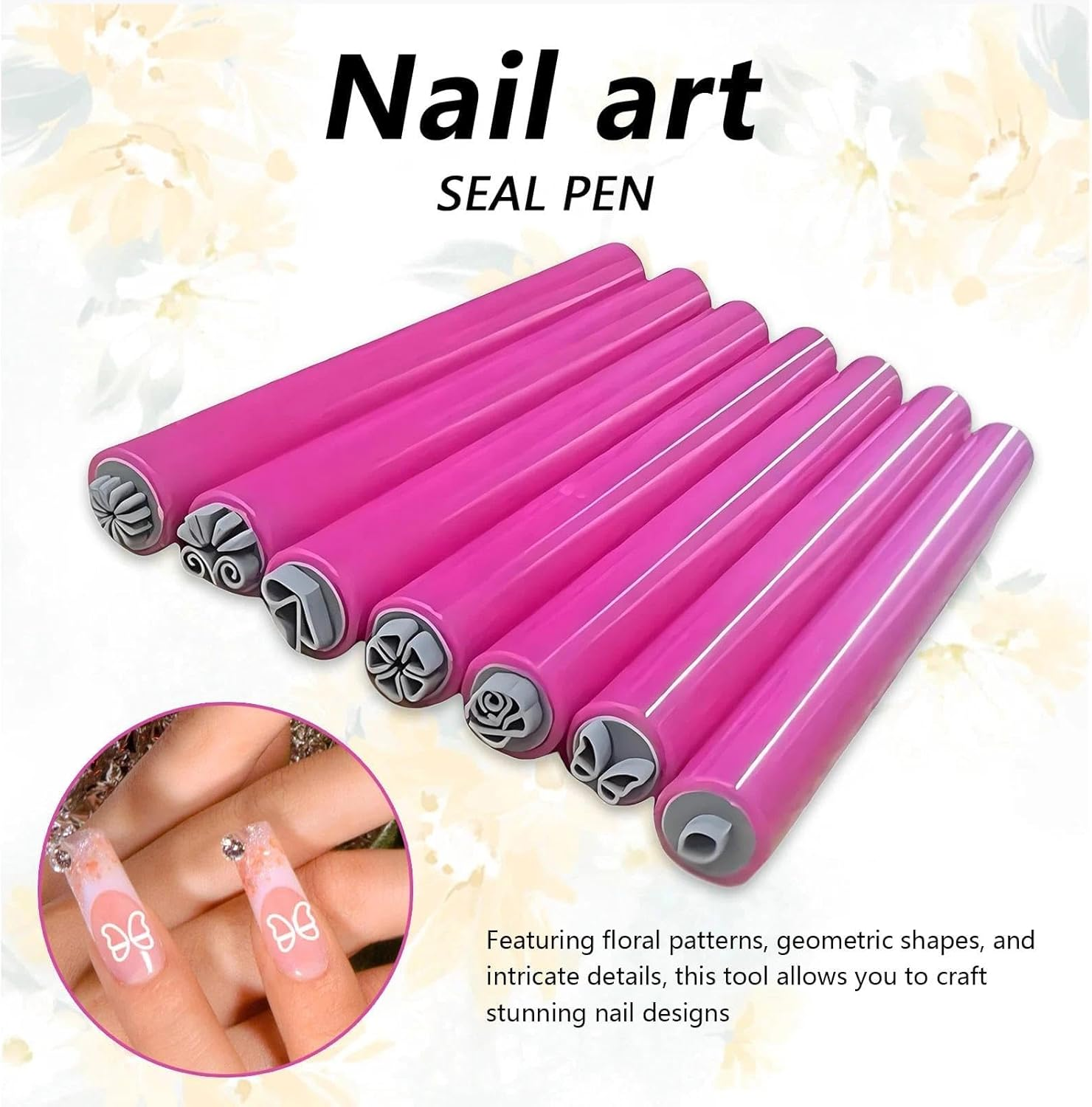 15PCS Nail Art Pen & Nail Stamp Kit &ndash; Flower Design Stamping Tools for Creative Home Manicures, DIY Nail Art Tool Set for Women & Girls &ndash; Fengea image number 2