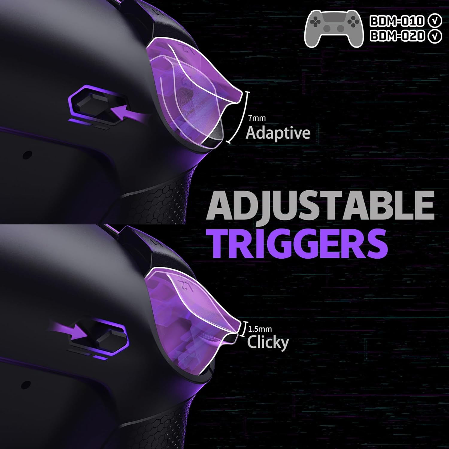 Extremerate RISE4 plus MAX Back Paddles Kit with Clicky Trigger Stops & Rubberized Grip for PS5 Controller BDM-010 020, Remappable Back Buttons Kit for PS5 Controller - Black - NO Controller image number 2