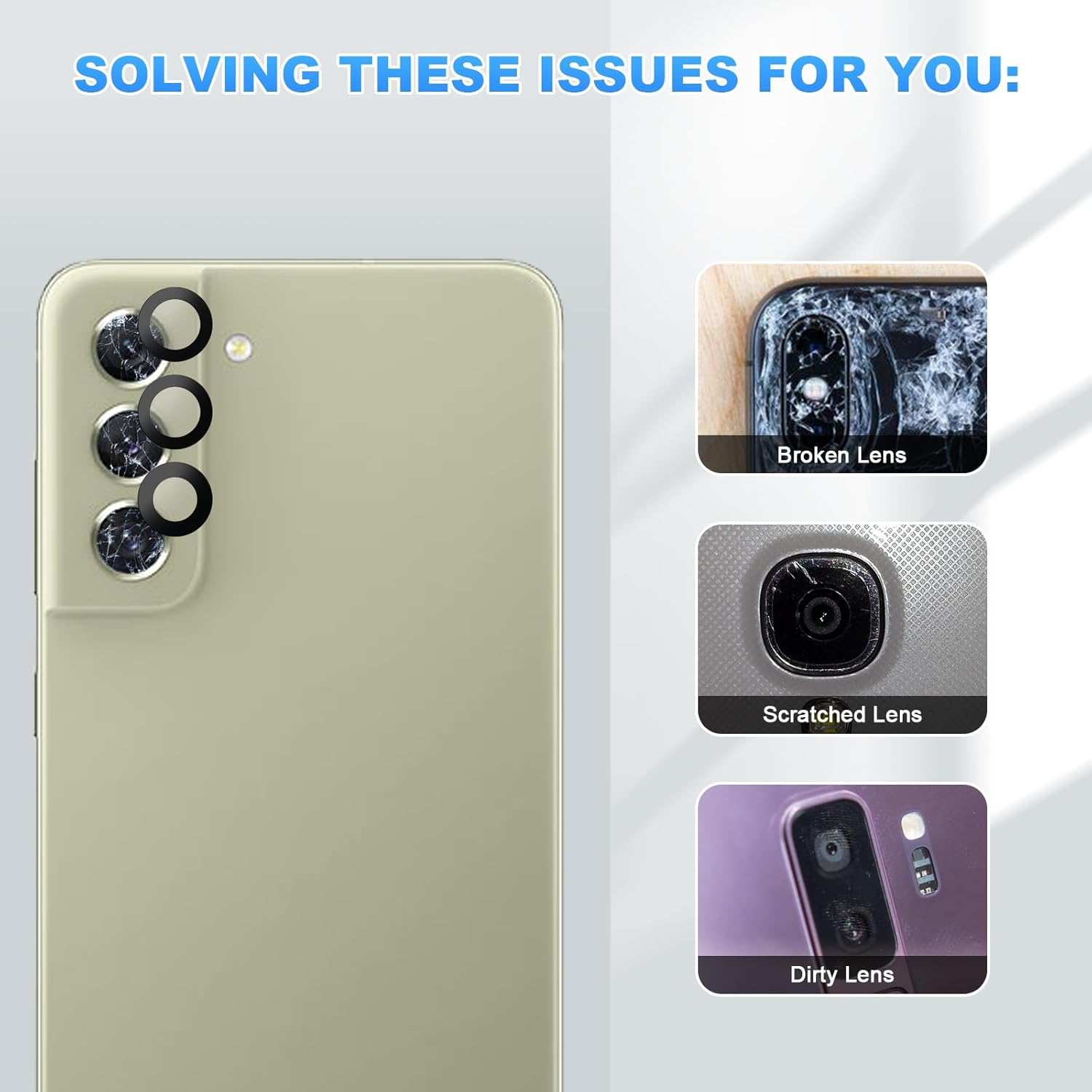 Eonpam Pack of 2 Camera Glass for Samsung Galaxy S21 FE 5G Original Rear Camera Lens Glass Replacement HD Camera Protection Camera Glass + Repair Kit