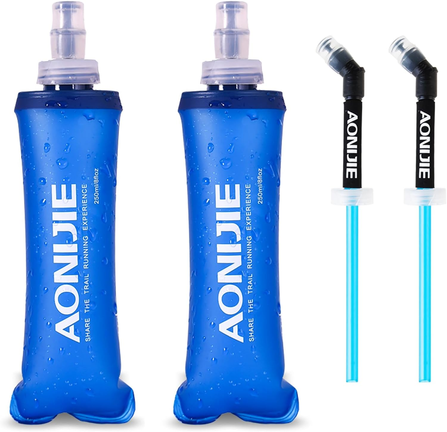 TRIWONDER TPU Soft Folding Water Bottles Bpa-Free Collapsible Flask for Hydration Pack - Ideal for Running Hiking Cycling Climbing