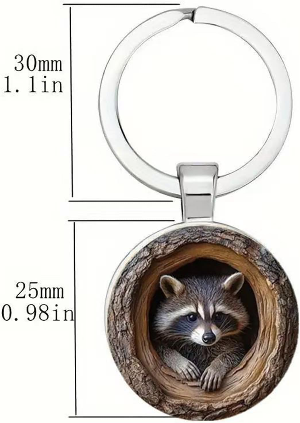 Raccoon Bag - Cute Animal Keychain, Tree Holes Backpack | Decorative Zipper Accessory, Cartoon Keychain Clip for School Bags, Wallet, Bo image number 6