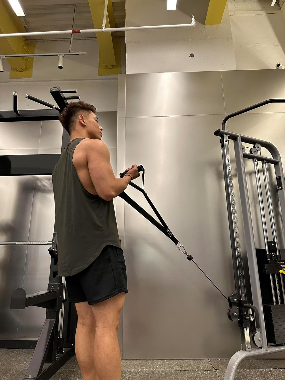 KYLIN SPORT Long Stirrup Handle with Metal Carabiner Cable Machine Attachments Resistance Band Handles Silicon Grips Fitness Strap image number 1