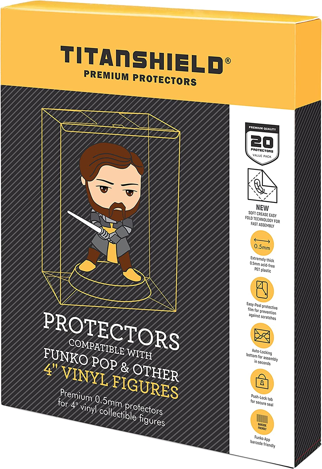 Titanshield 0.5Mm Pop Protectors Sleeve Case Compatible with Funko - 4" Inch Pop! Vinyl Figures (20 Pack)