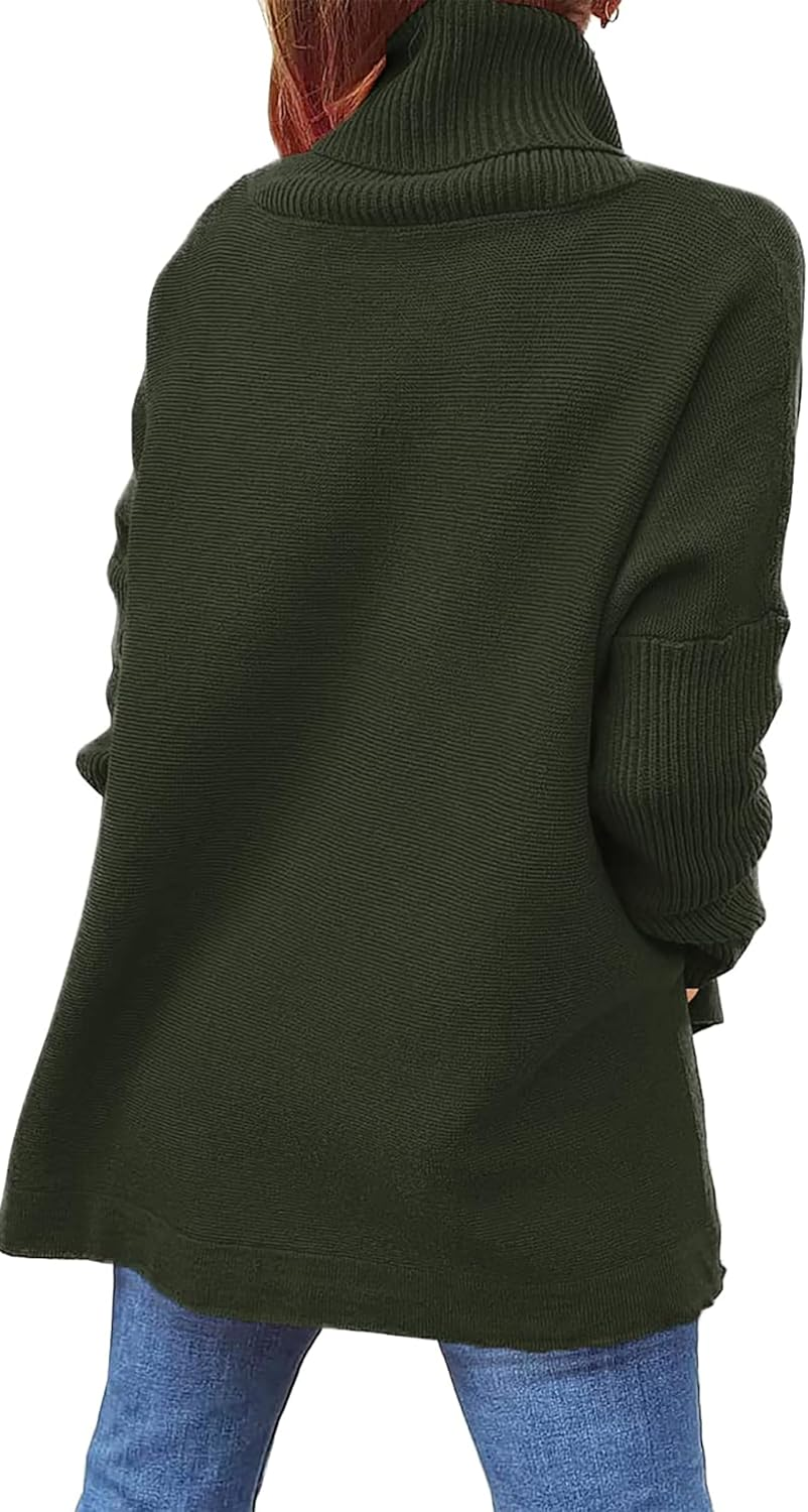 Vbcdwa Women'S Jumpers Batwing Long Sleeve Pullover Oversized Turtleneck Sweater Knitwear image number 3