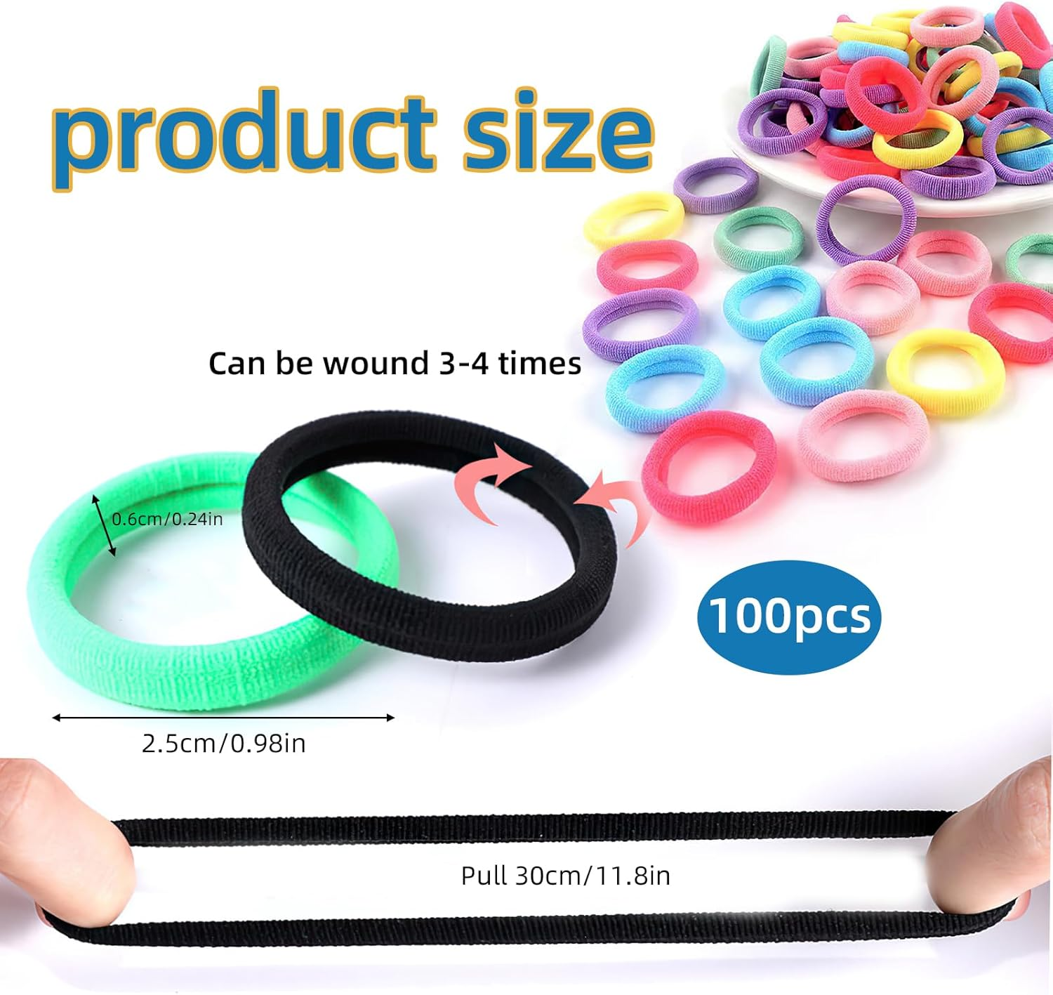 Pack of 100 Hair Bobbles Girls Colourful Elastic Hair Bobbles Small Hair Bobbles Colourful Mini Seamless Hair Bands Ponytail Holder Soft for Little Girls Children image number 2