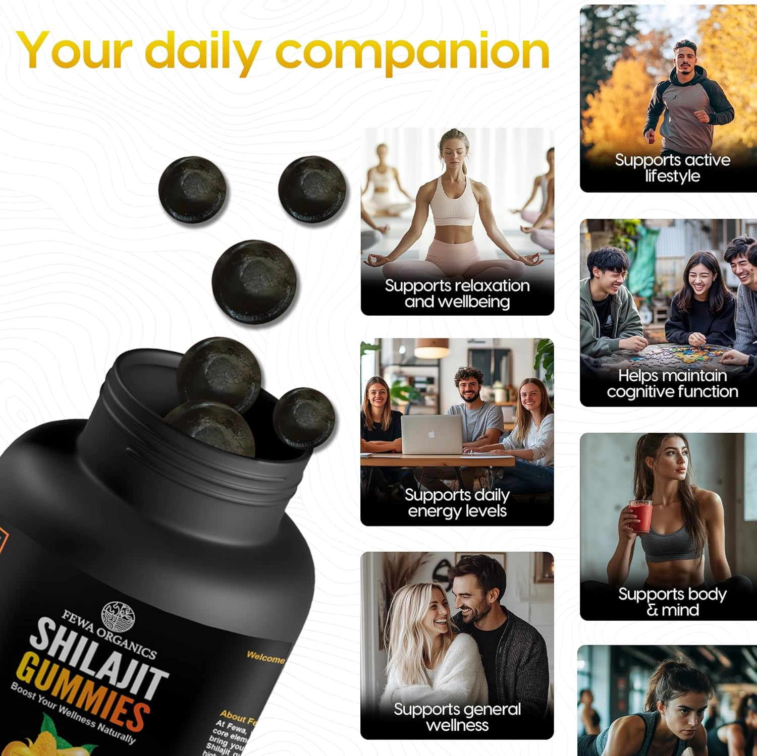Shilajit Gummies 15000Mg | Pure Himalayan Shilajit | Lab Tested | Rich in Fulvic Acid & 85+ Trace Minerals | Vegan Organic Product for Daily Energy & Wellness | 60 Gummies Honey Ginger Flavour image number 6
