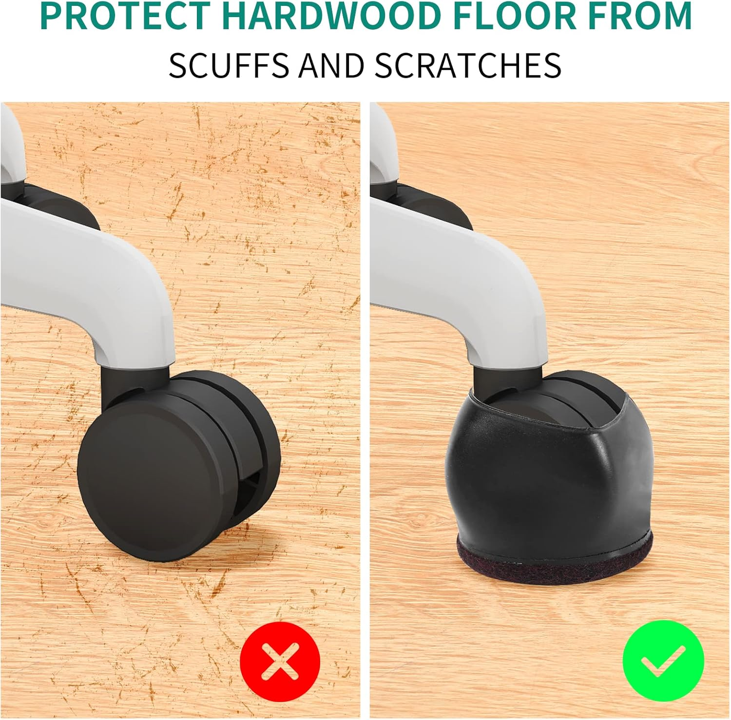 10PCS Wheel Stoppers for Rolling Furniture Feet Floor Protectors, 2 Inch Office Chair Wheel Stopper, Felt Furniture Caster Cups for Hardwood Floors, Anti-Scratch, Stop Chair from Rolling, Black image number 1