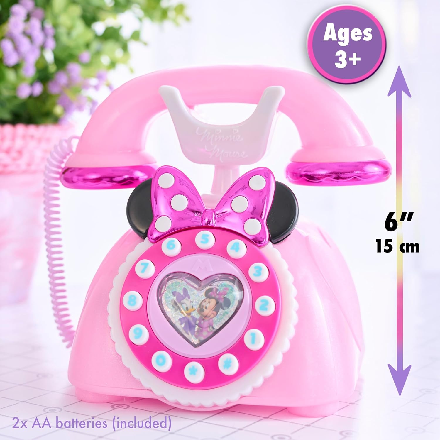 Disney Junior Minnie Mouse Ring Me Rotary Phone with Lights and Sounds, Pink, Kids Toys for Ages 3 up by Just Play image number 5