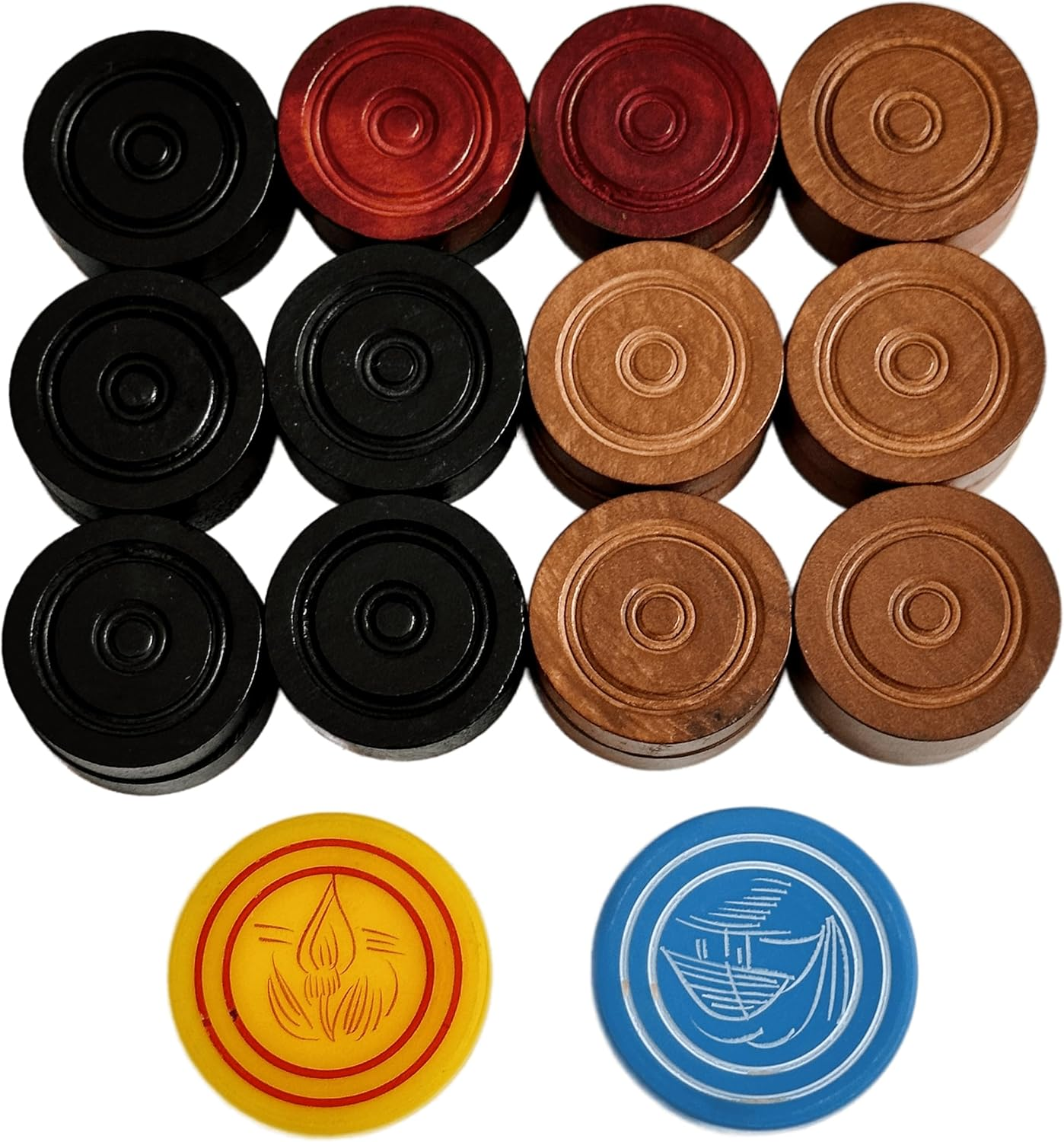 Pam Herbals Professional Carrom Board Game International Champion Wooden 8Mm Coins, Set of 24 Coins with 2 Striker Included