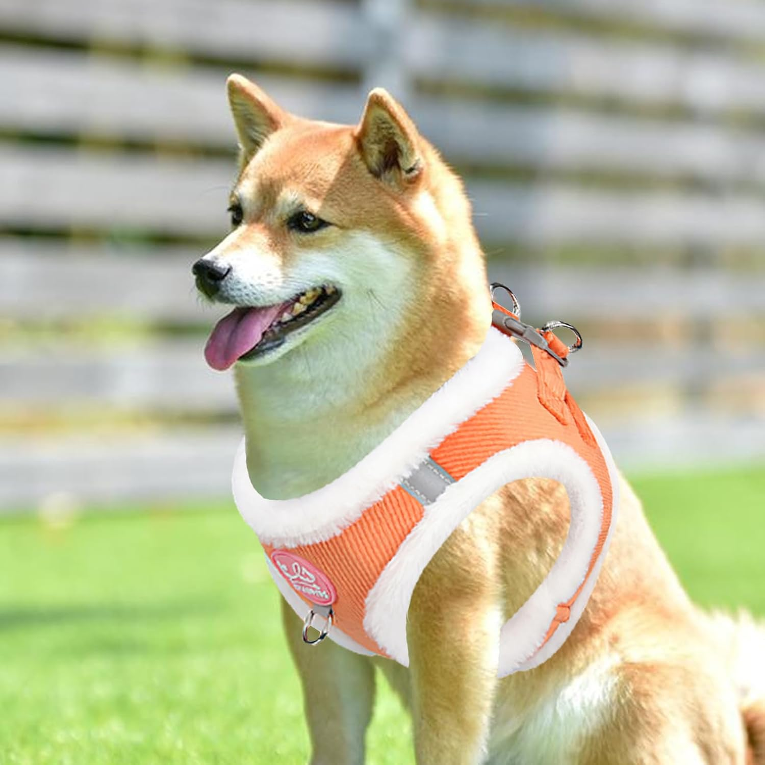 Cat Harness and Lead Set, Winter Fleece Kitten Harness, Adjustable Cat Vest Harness, Reflective Cat Hiking Vest with Lead, Kitten Harness for Walking, Running (Orange) image number 2