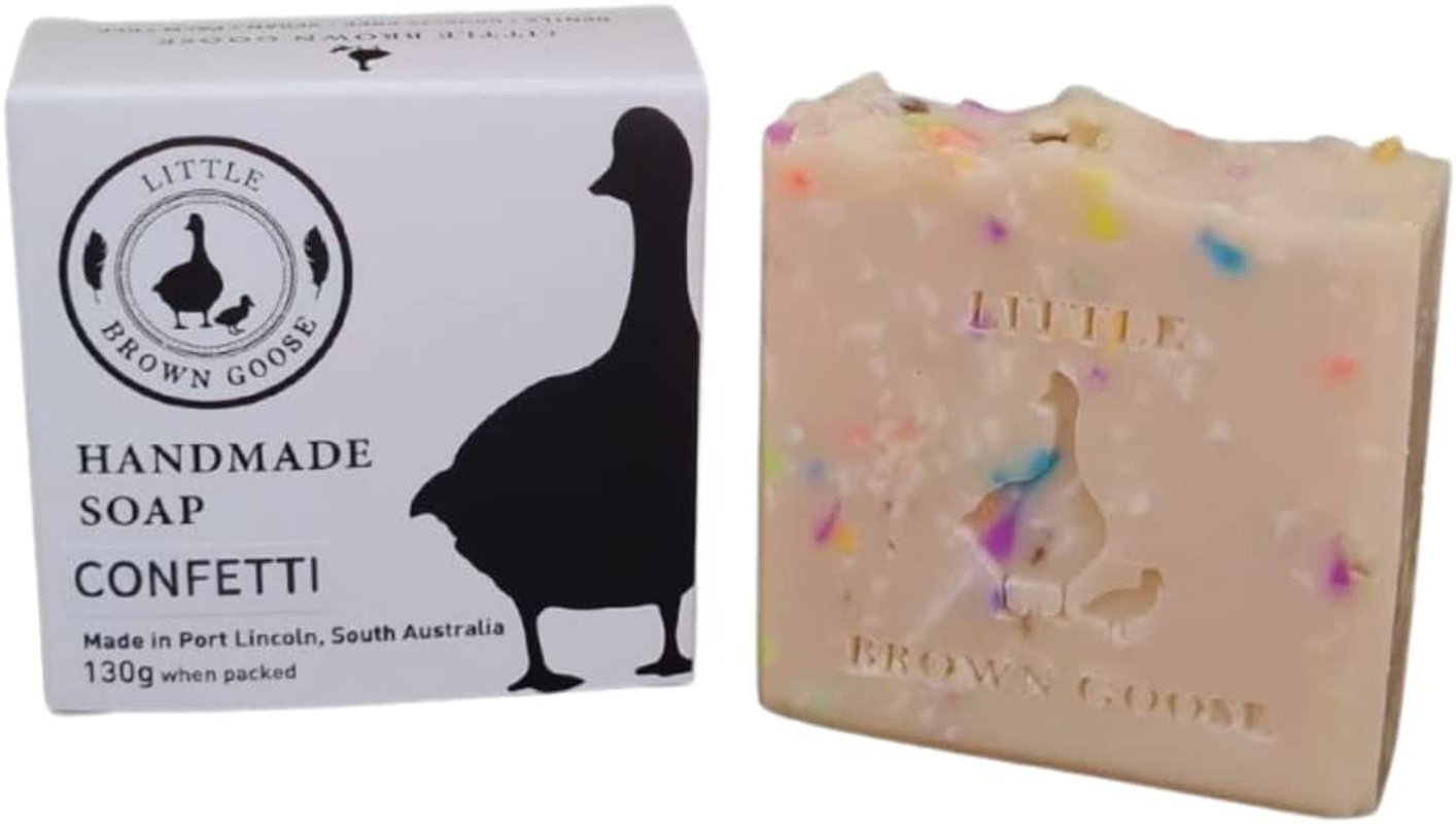 Little Brown Goose Confetti Handmade Soap for Men & Women - Natural, Hydrating & Moisturizing Soap Bar - Artisan Soap with Shea Butter, Cocoa Butter, Glycerine & Olive Oil