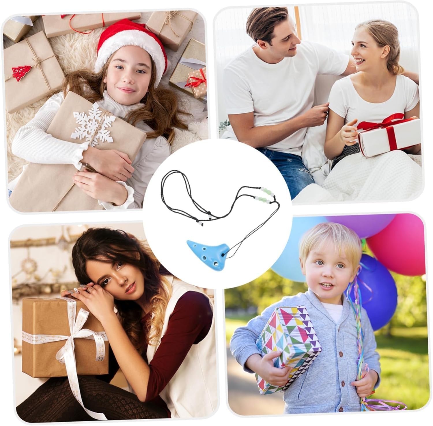 2Pcs Mini Ocarina Necklace Lightweight Musical Instrument for Beginners Easy Play Wind Instrument Lovers Practice Portable Ceramic Flute Pendant image number 4