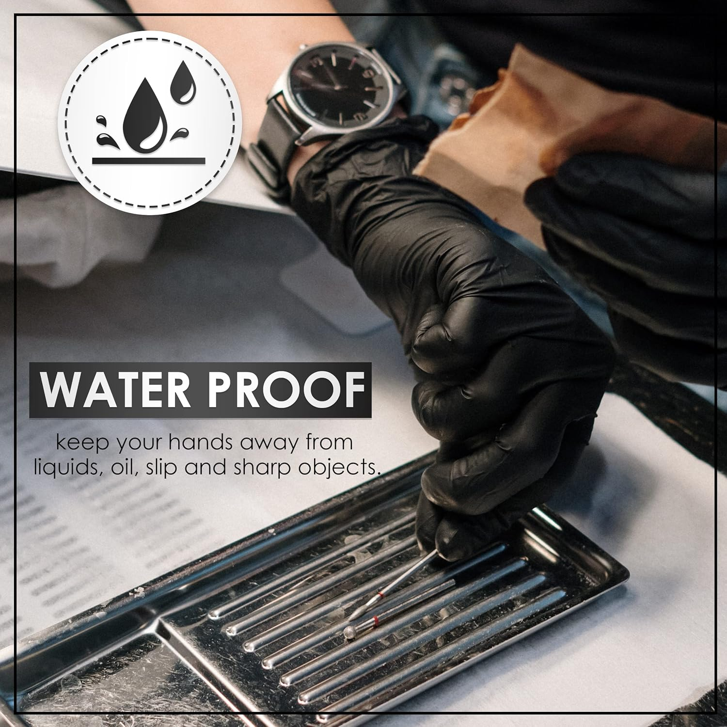 Medicom Safe Touch Nitrile Gloves - 100 Count -X Large - Black Gloves, Work Gloves - Multipurpose Powder Free Gloves (Pack of 2) image number 1