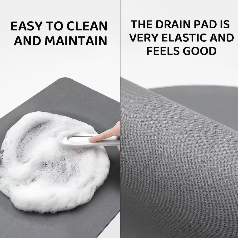 2 Pack Dish Drying Mat for Kitchen Counter &ndash; Super Absorbent, Heat Resistant with Non-Slip Rubber Back &ndash; Hide Stain, Easy to Clean, Coffee Machine, and Kitchen Draining (Grey, 40X60Cm) image number 3