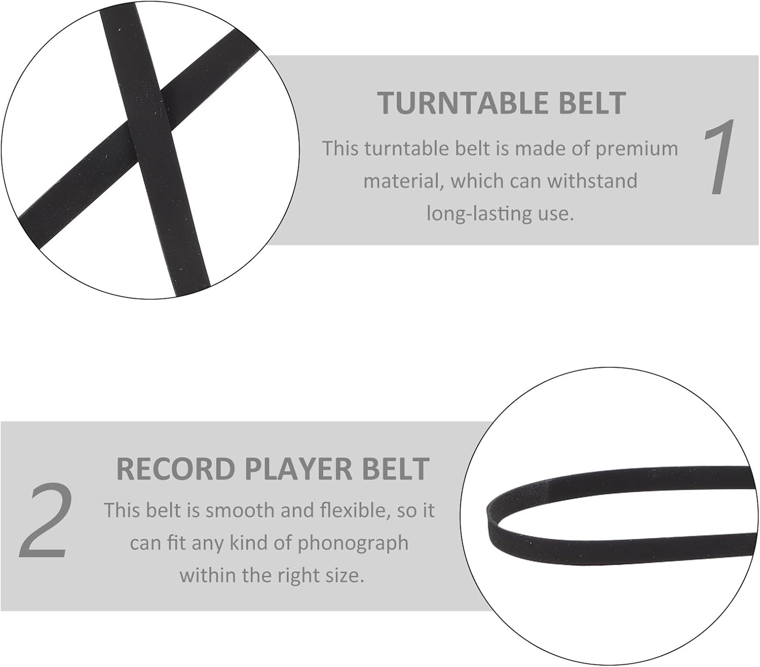 Housoutil 6Pcs Rubber Turntable Belt Replacement Set for Record Player Phonograph Drive Tape Machine Belt Folded Sizes 154Mm-285Mm, Vinyl Recorder Accessory for Home Audio image number 2