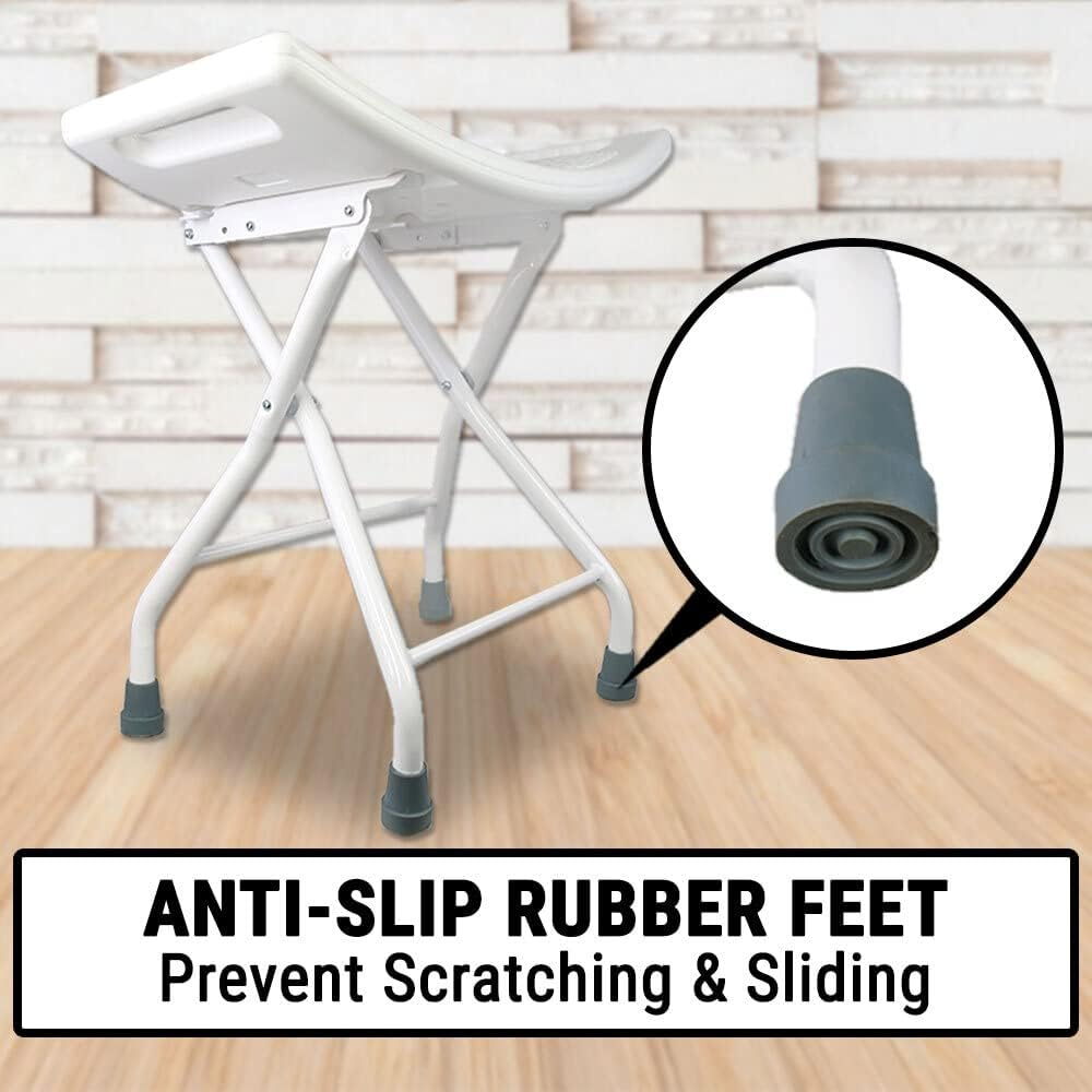 Foldable Steel Shower Chair W/Handle Stool Seat Bench Safety Aid Elderly image number 4