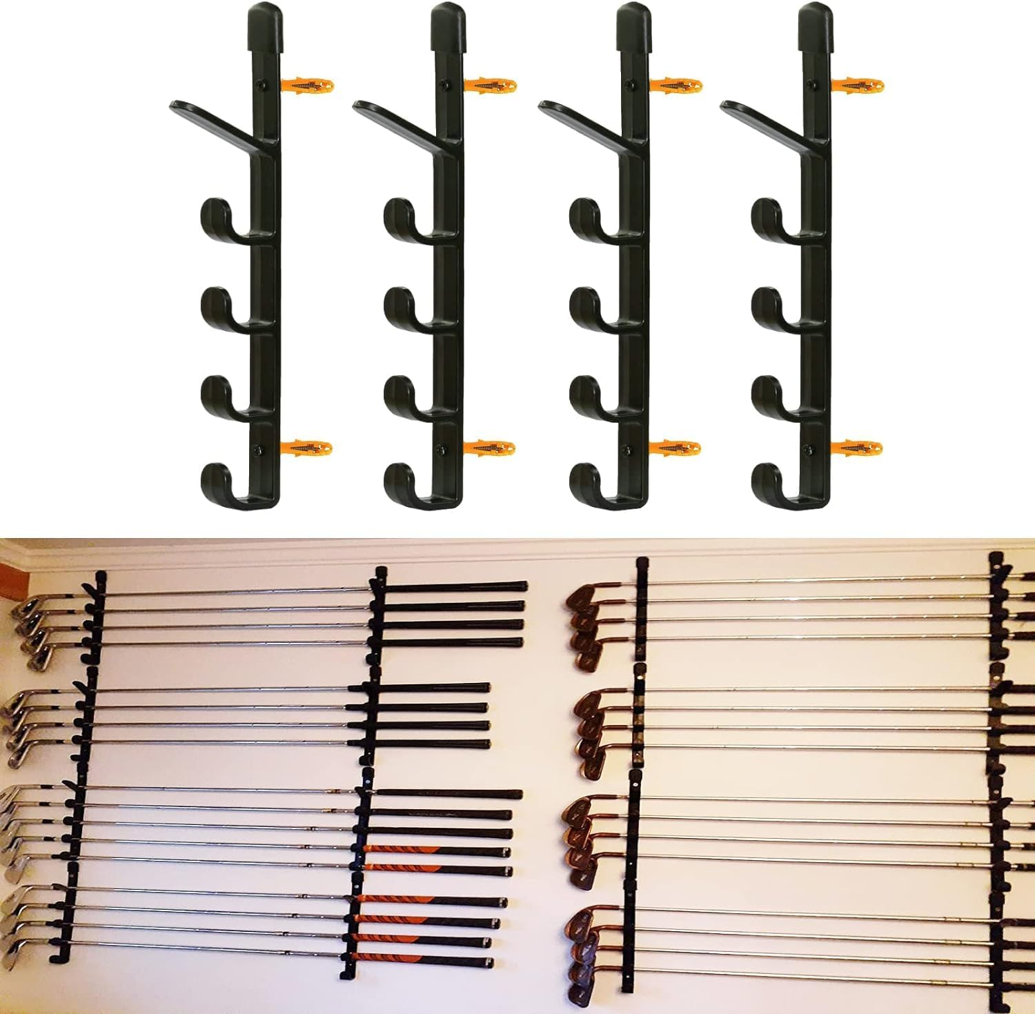 Five-Layer Golf Clubs Storage Organizers Rack, Wall Mount Storage Holder Golf Putter Holder Stand Golf Club Display Shelf Golf Putter Rack, Golf Club Display Cases Bracket - Holds up to 10 Golf Clubs image number 2