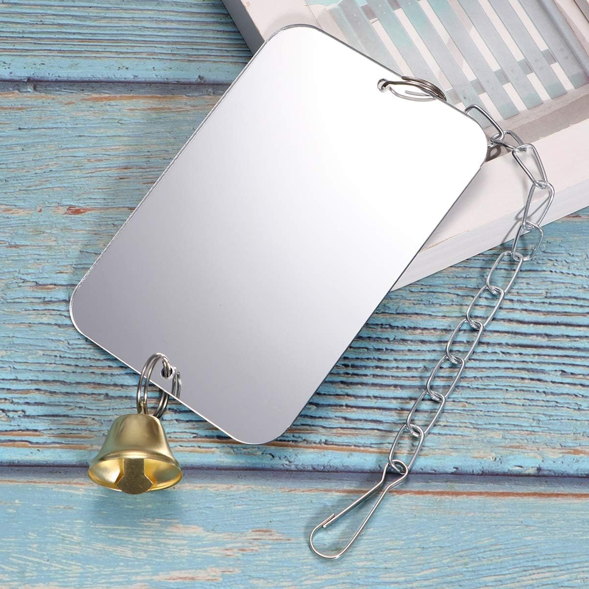 1Pc Cage Hanging Decor - Parrot Toy with Mirror for Budgies, Parakeets & Birds, Bird Cage Mirror & Swing for Chewing Fun, Safe & Durable Bird Accessory image number 2