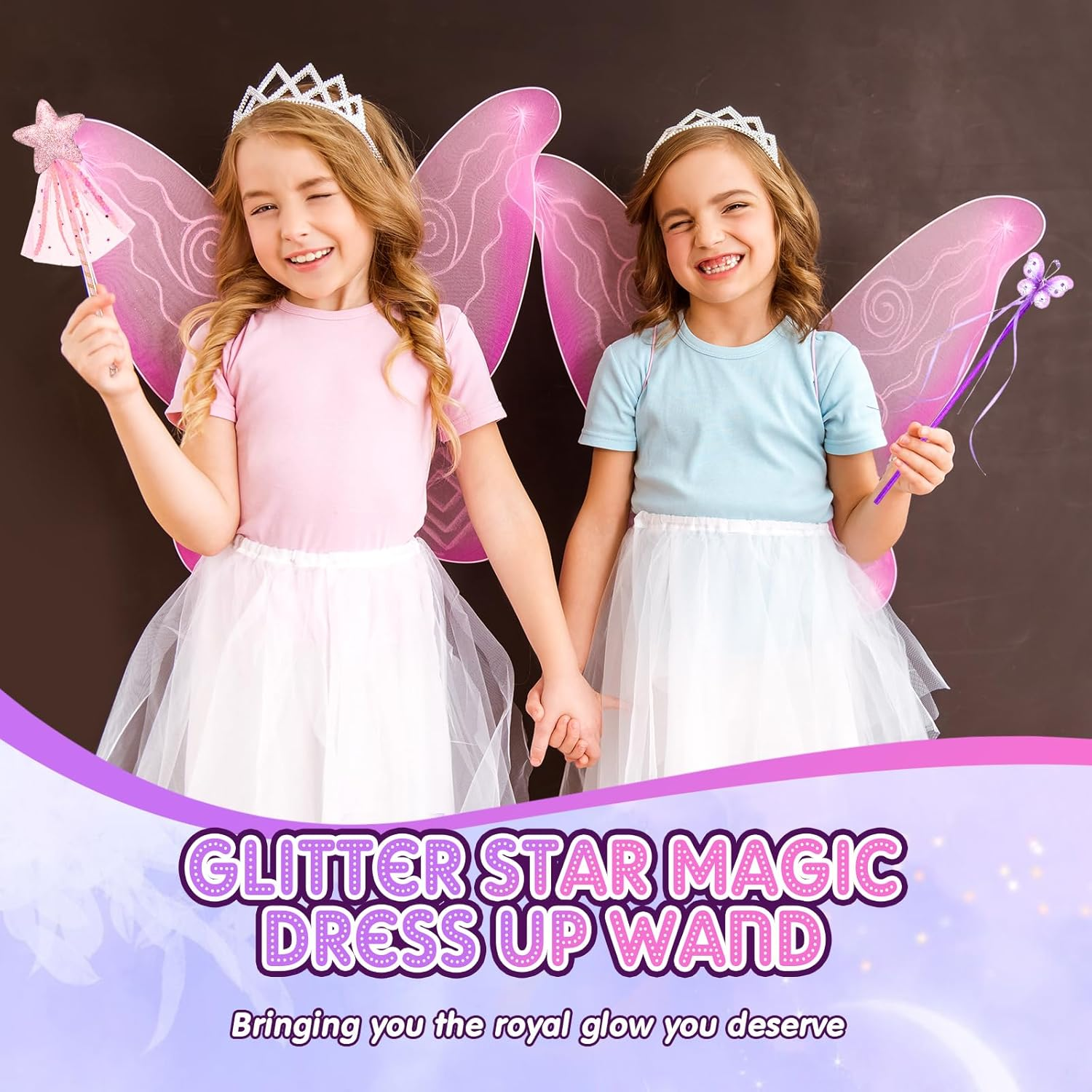 Janinka 24 Pack Glitter Princess Wand Kit for Kids Glitter Magic Dress up Wand Fairy Wand with Ribbon for Birthday Wedding Princess Dress up Role Play Party Supply Favor(Star,Butterfly) image number 3