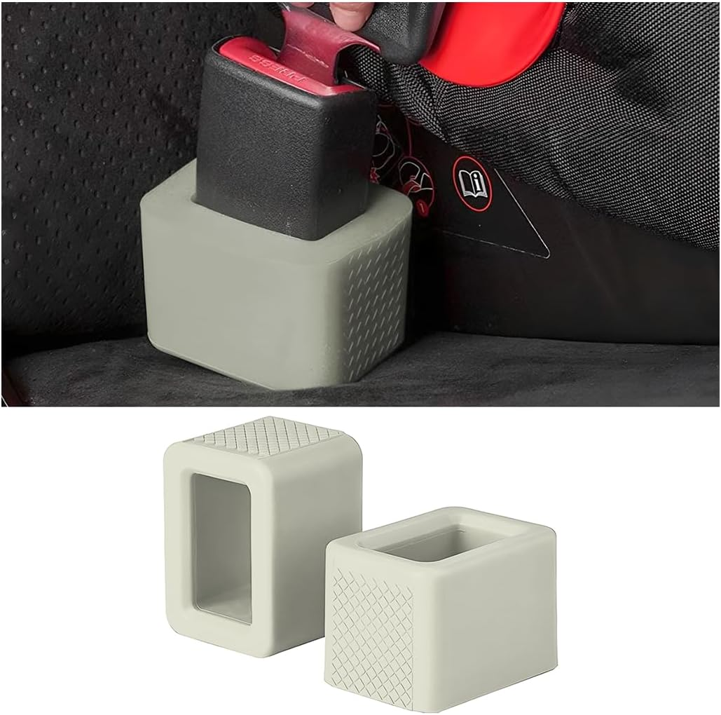 BELOMI 2 Pack Seat Belt Buckle Holder, Easy Access to the Buckles of Rear Seats, Silicone Seat Belt Buckle Booster Fit for Kids, Car Seatbelt Holder Makes Receptacle Upright Buckling (Gray)