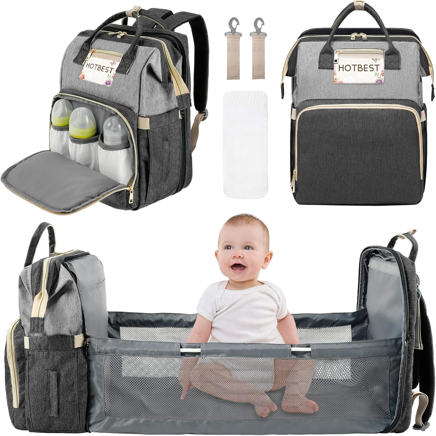 Baby Diaper Bag Backpack, Large Capacity Portable Baby Changing Bag, Multifunctional Nappy Bags, with 13 Pockets Waterproof Mummy Shoulder Bags, Travel Organize