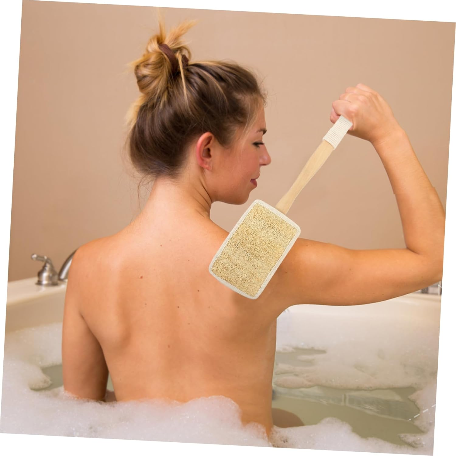 EXAOMBLE 1Set Exfoliating Back Scrubber Handle Multi-Function Body Bath Brush for Shower Gentle Skin Cleaner for Daily Use Bathing Tool for Men and Women image number 4