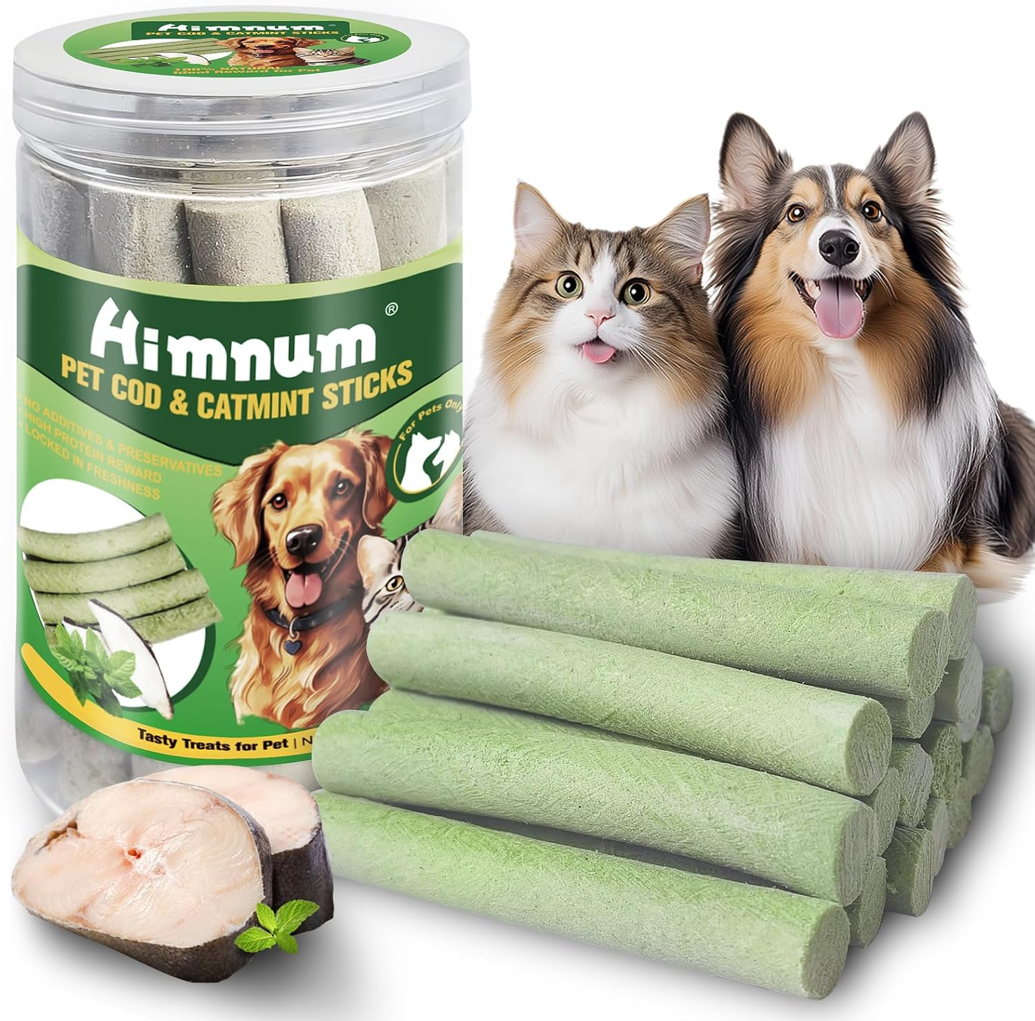 Freeze Dried Cod Dog and Cat Treats, Natural Cod & Catmint Pet Chew Snacks Rich in Omega 3, Dog Training Treats for Teeth Cleaning, Healthy Tasty Treats for Pet, 3.52Oz/100G image number 5