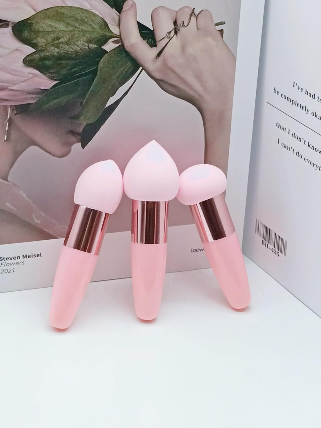 Fokmuaex 3PCS Makeup Sponges Set - Large Beauty Blender with Ergonomic Handle for Liquid, Cream & Powder Foundation, Wet/Dry Use, 3 Styles for Face Contouring & Blending image number 5