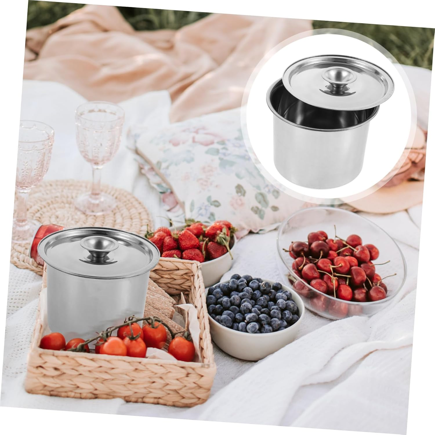 Garneck Stainless Steel Seasoning Storage Pot with Lid Food-Grade Condiment Container for Salt Sugar Spice Easy-Open Jar for Kitchen Restaurant Dining Use image number 2