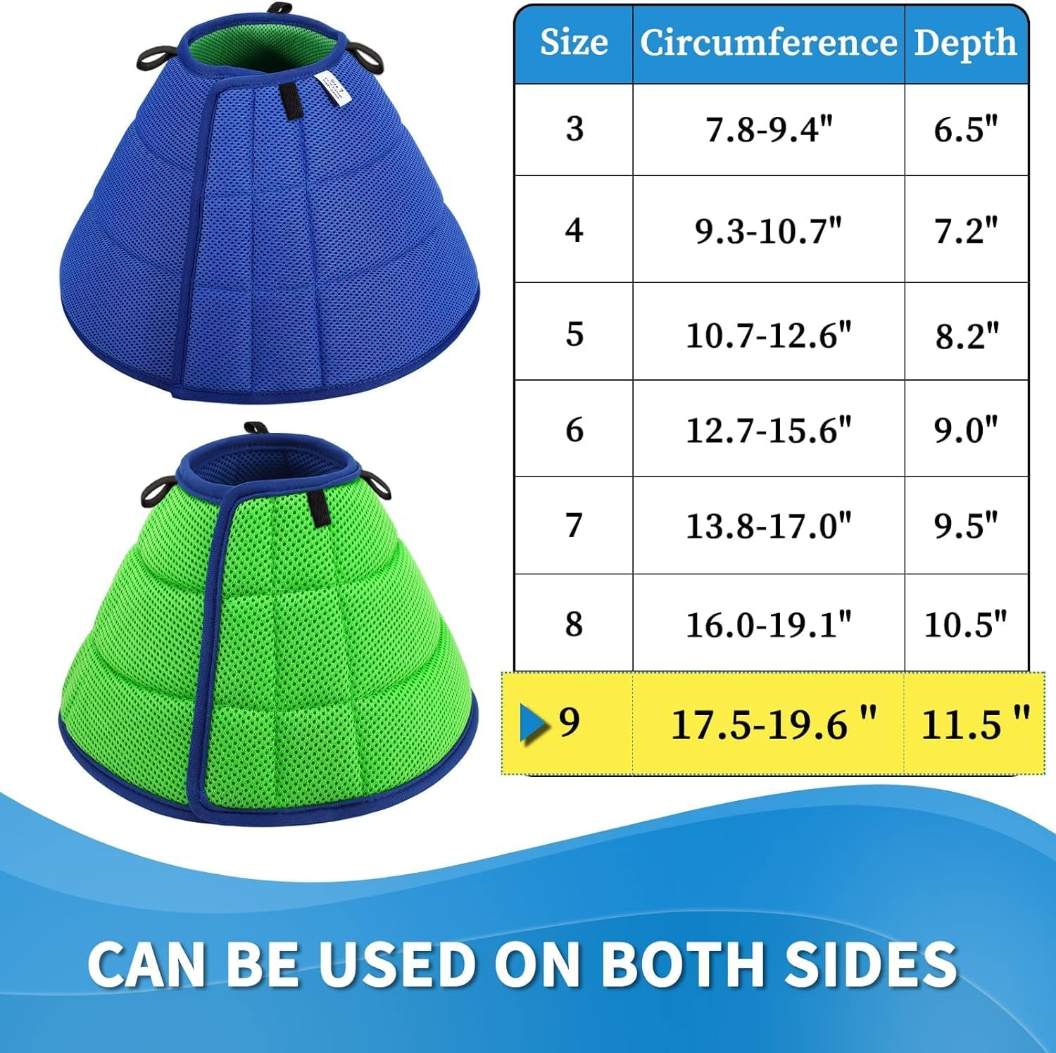 Extra Soft Dog Cone for Dogs after Surgery, Breathable Cones Large Medium Small and Cats, Adjustable Recovery Collar Pets, Lightweight E-Collars Dogs, Elizabethan (6) Blue