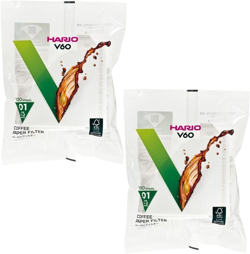 Hario [2Pcs Set] V60 Misarashi Coffee Paper Filter (Size 01, 100 Count, White) 200 Total image number 1