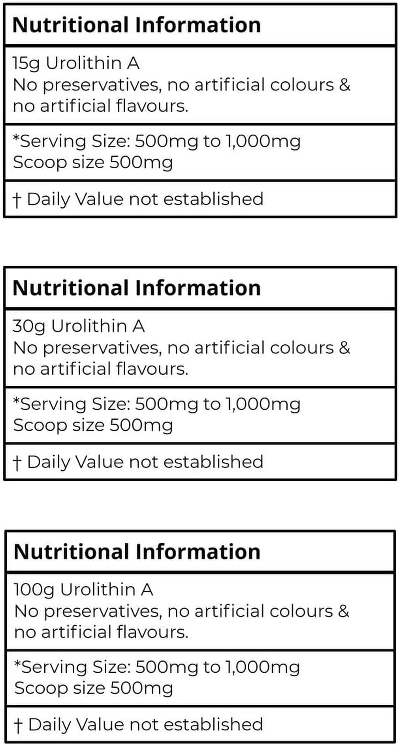 Aeternum UA - Urolithin a Powder - 100G, Urolithin a Supplement for Muscle Function & Mitochondria Support, Pure Urolithin A, No Fillers, Preservatives or Any Other Additives image number 3