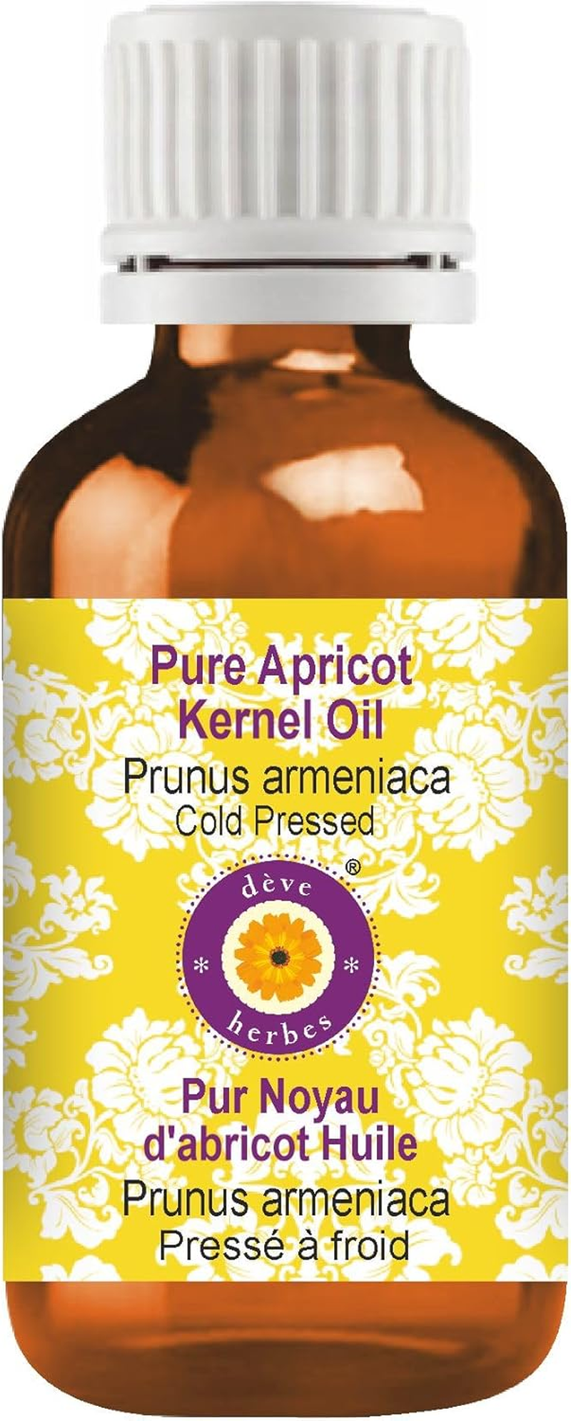 Deve Herbes Pure Apricot Kernel Oil (Prunus Armeniaca) Natural Therapeutic Grade Cold Pressed 30Ml (1 Oz) image number 4