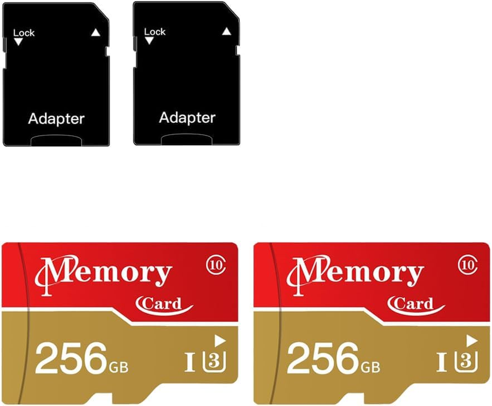 256GB 2 Pack Microxc Card Memory Card A2, UHS-I U3, V30, 4K, Micro Card,Full HD Microsd for Dashcams, Cams, Monitoring