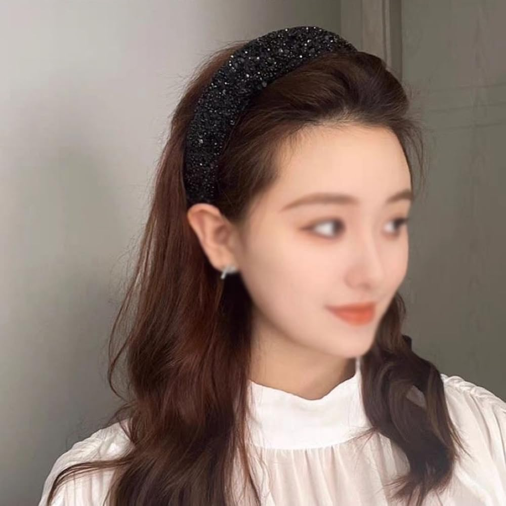 Namvo 2 Pcs Rhinestone Headbands Sparkly Jeweled Beaded Hair Hoops Crystal Glitter Hair Band Women Diamond Hairband for Valentine'S Day Wedding Birthday Daily Decor image number 2